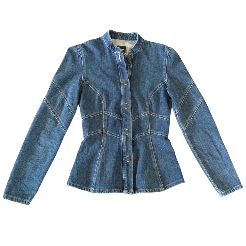 Vintage 90s Anna Sui Archival Denim Corset Peplum Jacket Size 2 Canada 97/3